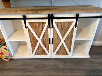 Farmhouse Storage Cabinet with Sliding Barn Doors