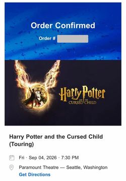 Harry Potter and the Cursed Child 3 Tickets in Seattle