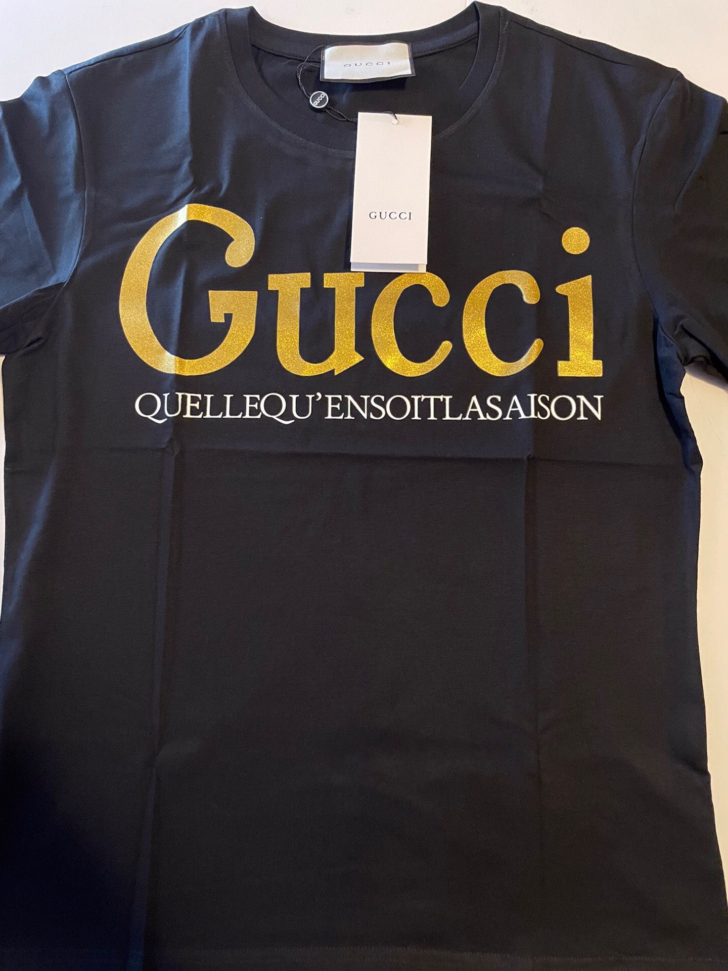 Gucci Tee With Gold Leaf Print