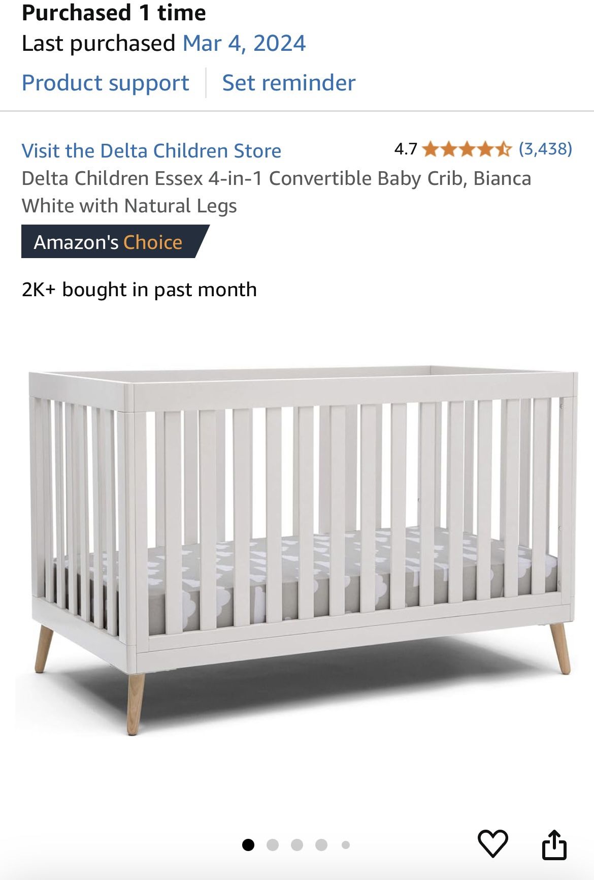 Bianca White Delta Baby Bed Delta Children Adley 3-in-1