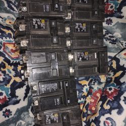 Lot of 10 Square D & Siemens 2-Pole Circuit