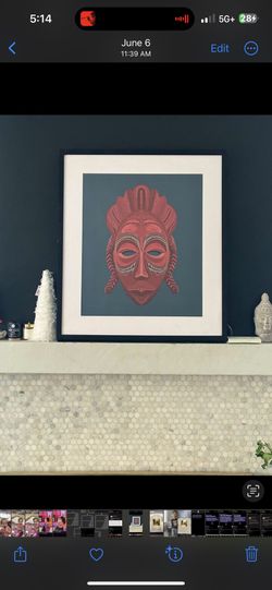 African mask Original Art Print 32”x 28 1/2”
