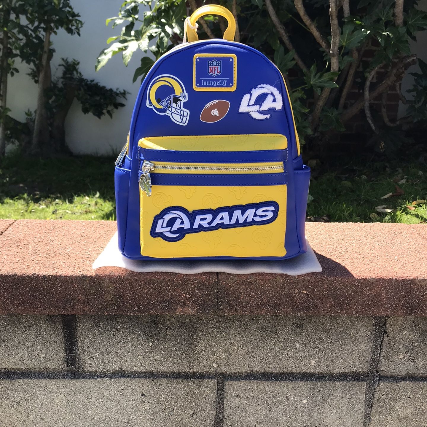 NFL LOUNGEFLY LA RAMS ICON PATCHES MINI BACKPACK for Sale in 