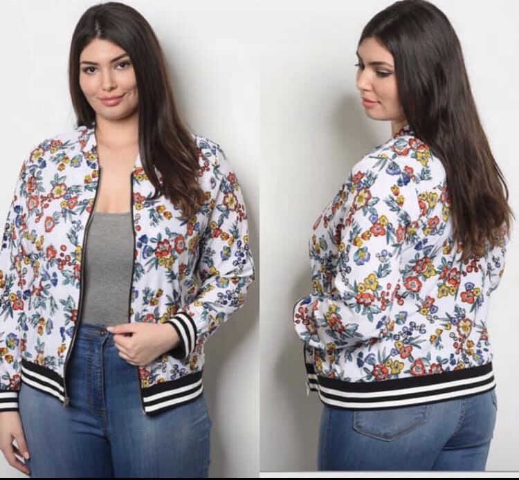 Floral “Bomber Jacket” sizes 1X-2X-3X