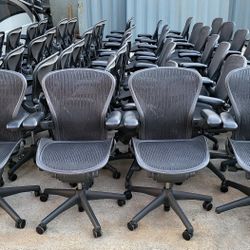 LIKE NEW HERMAN MILLER AERON CHAIRS SIZE A-B-C WITH LUMBAR SUPPORT/ POSTURE-FIT