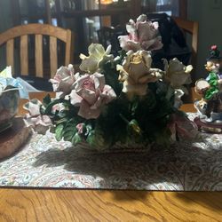 Vintage Capodimonte L. Riole Porcelain Rose Bouquet 