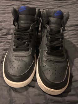 Blue and black Jordans
