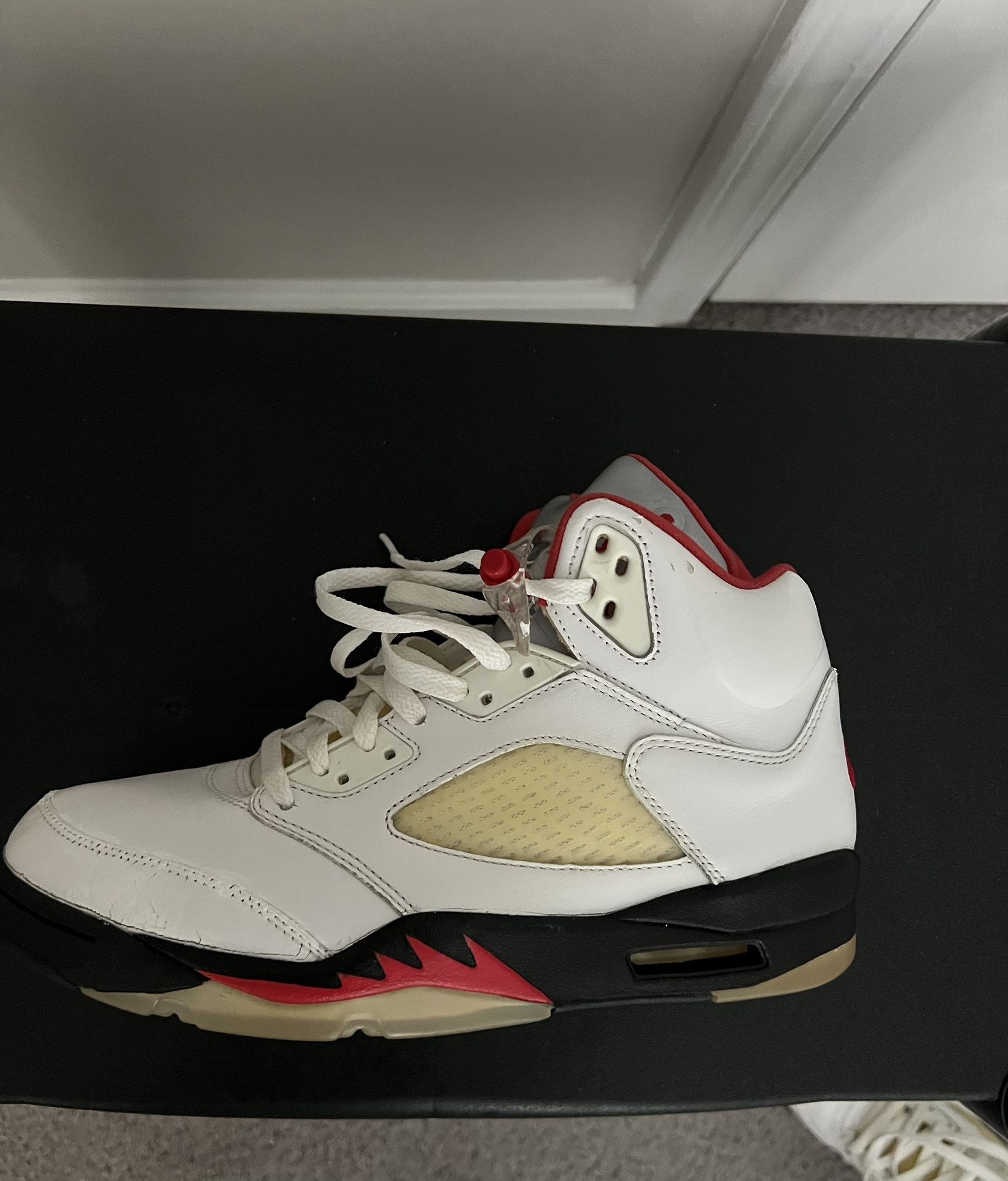 Nike Air Jordan Retro 5 White Black Red