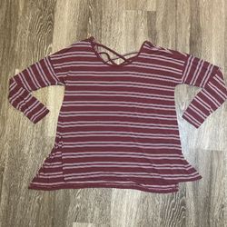 Womens Pink Rose Red and White Stripe Tunic - M