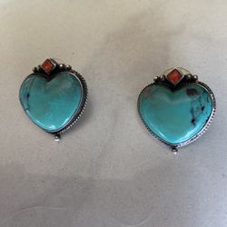 NEZ  Real Turquoise Sterling Silver Earrings 