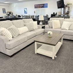 Light Gray Sofa & Loveseat Set - Free Delivery Promo 