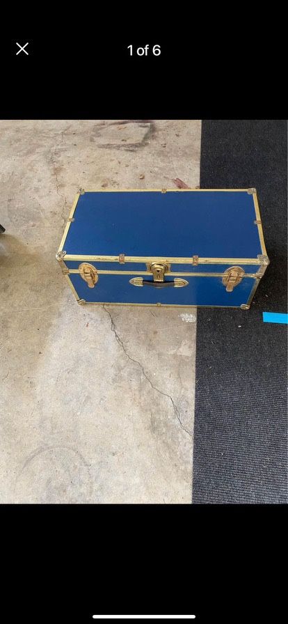 Vintage Blue Trunk W/books