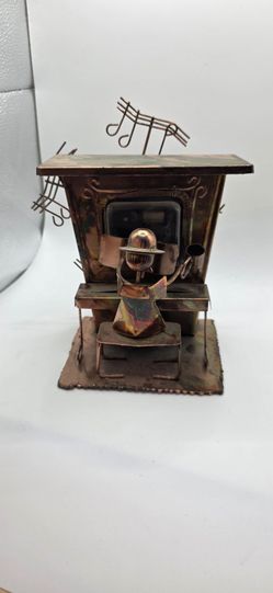 Copper Tin Music Box Man Playing Piano Song Is "Steven Lifes: Friendship"