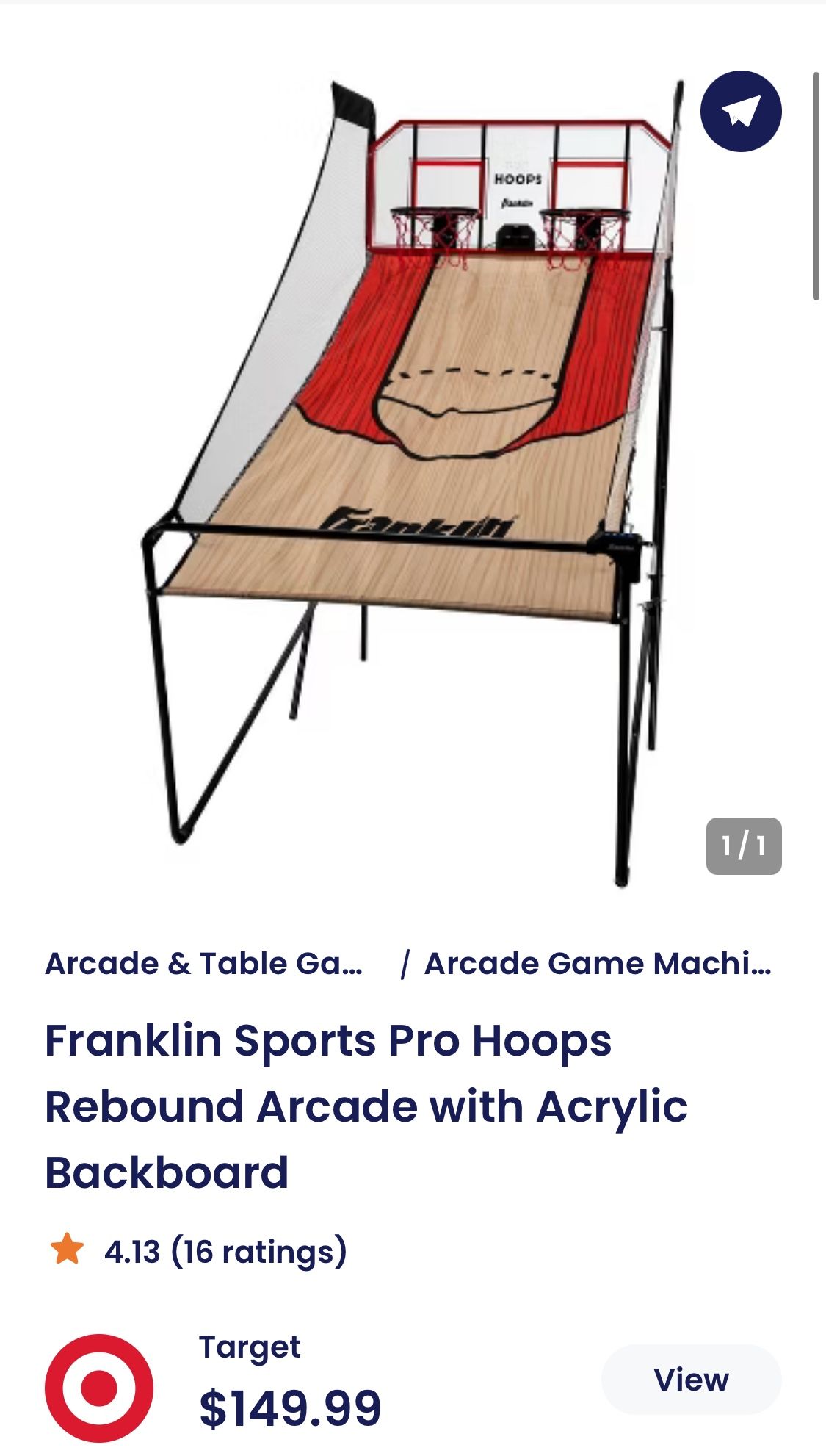 Franklin Sports Pro Hoops Rebound Arcade with Acrylic Backboard