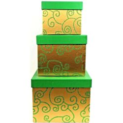 NEW Holiday Green & Gold Glitter Stacking Gift Boxes - $1 Each