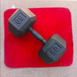 SINGLE 60 LBS Cast Iron Dumbbell. REFURBISHED