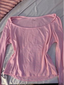 cute pink stripe long sleeve top lightweight
