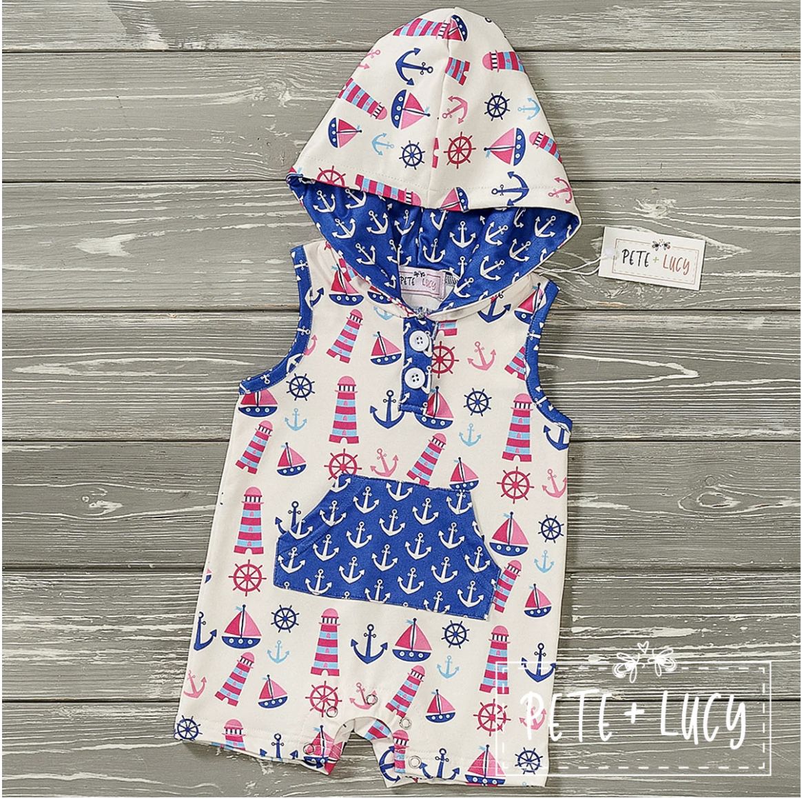 Pink Nautical - Infant Romper Pete+Lucy