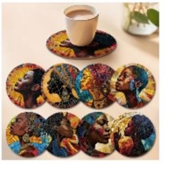 African 8 Pc Coaster Set New