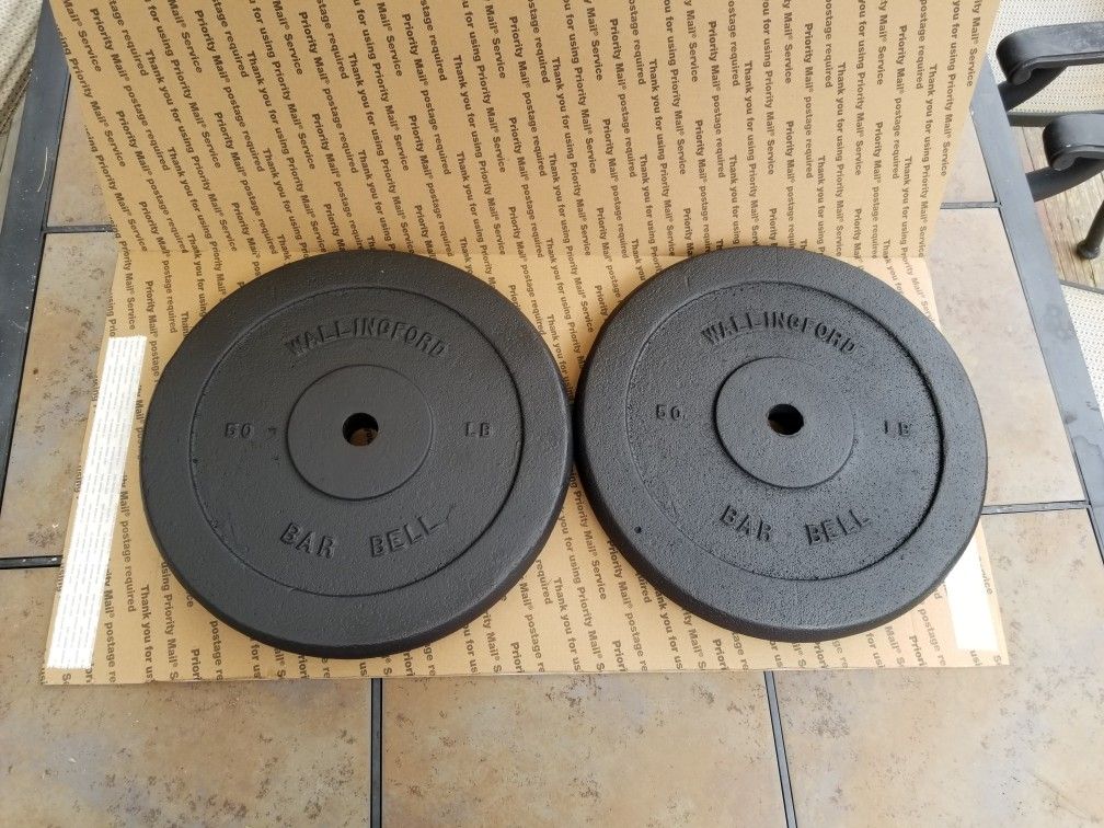 2 x 50 Lb Wallingford Barbell Weight Plates