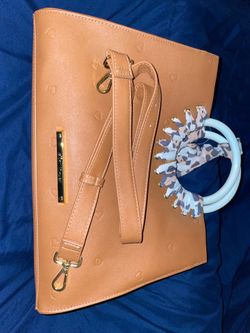 Women’s Brown Leather-Look Satchel Handbag