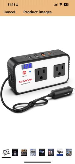 200W Car Power Inverter, DC 12V to 110V AC Car Plug Adapter with 20W USB-C & 18W USB-A Dual AC Outlet, PD/QC Fast Car Charger for Laptop, Vehicles, Ro