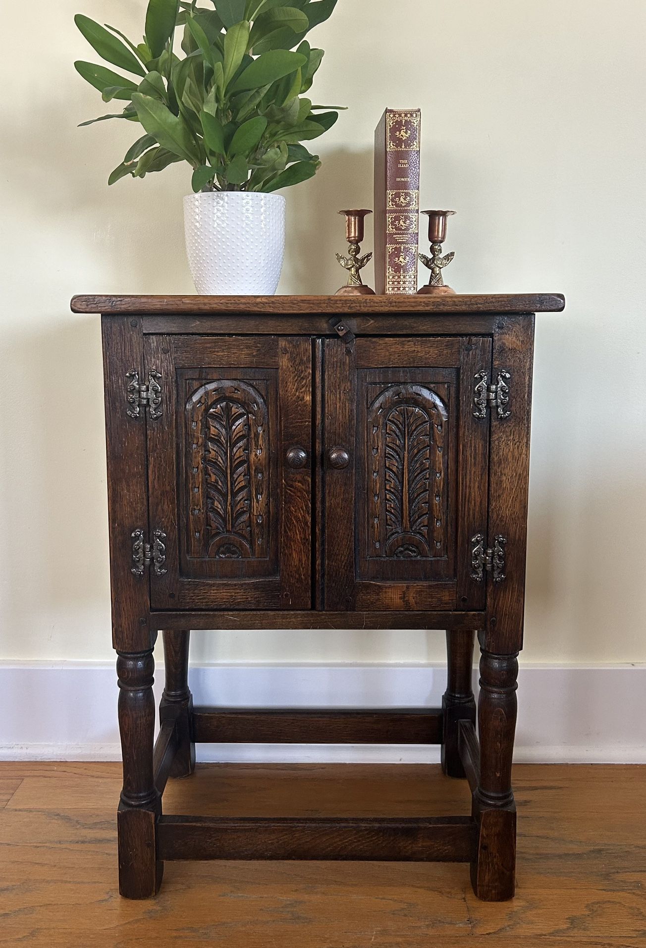 Vintage Carved 1940s English Oak Cabinet – CC41 Utility Furniture