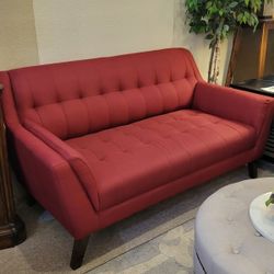 Red Mid-Century Modern Loveseat