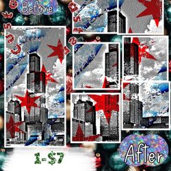 Custom Chicago Skyline View Set Of Six