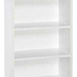 ClosetMaid Bookshelf with 3 Shelf Tiers, Adjustable Shelves Tall Bookcase, Sturdy Wood with Closed Back Panel, White Finish