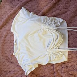 Heart-hip White Scrunched Tie Top