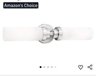 1365: New Modern Brushed Nickel Bathroom Light Fixtures, 2-Light Vanity Lights for Mirror, 22 Inch Indoor Wall Sconces with Milk Glass Shade for Bathr