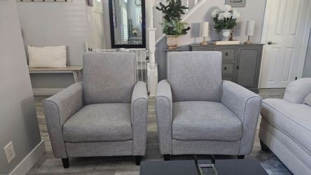 Set of 2 Gray Upholstered Accent Chairs
