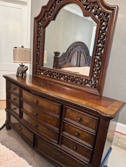 Beautiful Wood Dresser with Large Mirror