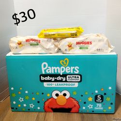 Pampers baby dry size 5 with wipes 