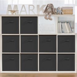 STORAGEIDEAS 11x11 Storage Bins, Set of 10 Storage Cubes, Collapsible Cube Storage Bins, Fabric Closet Organizers with Handles for Home, Office, Close