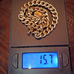 12k gold plated bracelet weighs approx 15.7 grams