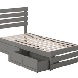 Grey Twin XL Bed Frame with drawers