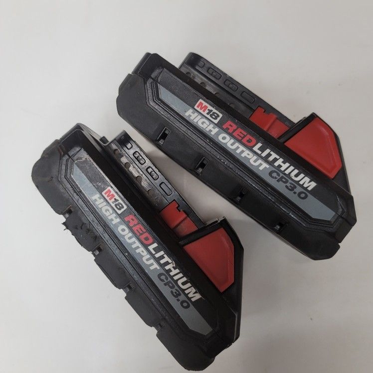 Used Milwaukee M18 High Output CP 3.0 Ah batteries - both for $80