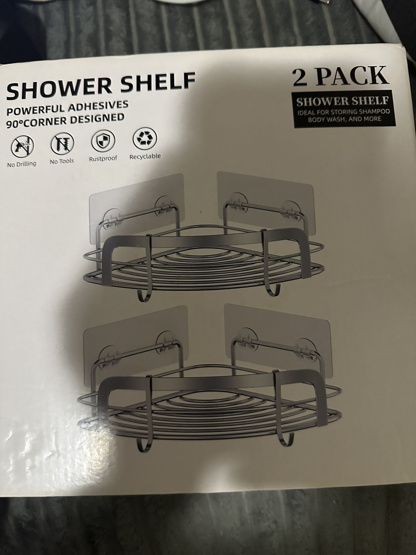 New 2-Pack Shower Shelf - Powerful Adhesives