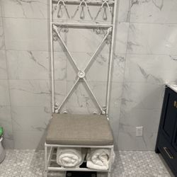 Metal Hall Tree Or I Used It Has A Towel Rack It Has A Bench