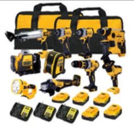 5.0Ah 6.0ah Lithium Ion Cordless 15pc Combination Kit Complete Set of Tools Drill Hammer Angle Grinder Wrench × 1