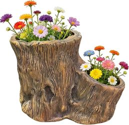 Creative Statue Ornament of Flower Pot Imitating Tree Stump Base 3 available