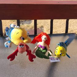 Disney The Little Mermaid Plushes Lot of 4