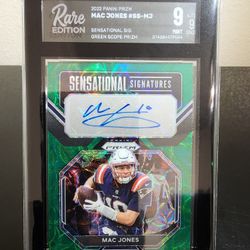 2022 Prizm Mac Jones Sensational Signatures GREEN Auto 03/20 Graded