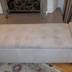 Beige Ottoman Bench with Storage
