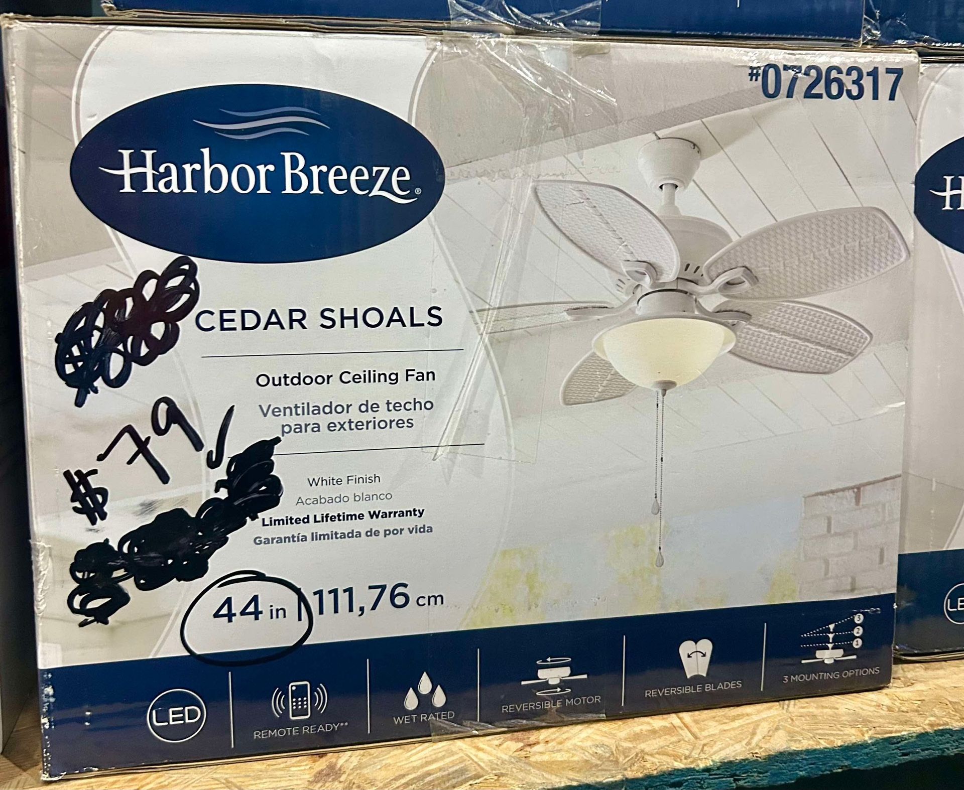 44in Outdoor Ceiling Fan - Cedar Shoals