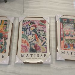 Mattise Canvas And Framed Paintings. Brand New