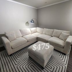 Beautiful 4-Pc Corduroy Sectional Sofa Set 