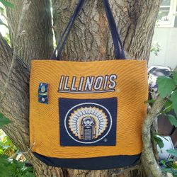 NWTs Vintage University of Illinois CHIEF ILLINIWEK Large Tote Bag Orange & Blue